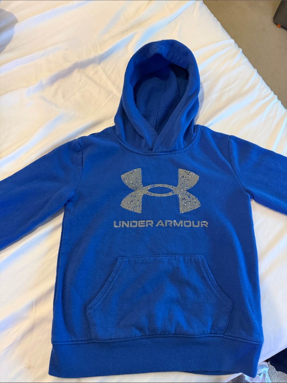 Under Armour Royal Blue Pullover Hoodie with Silver Logo